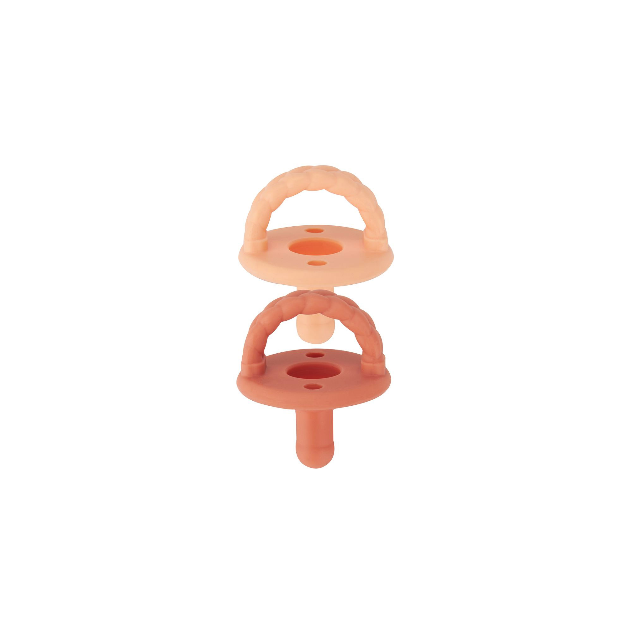 Itzy Ritzy Sweetie Soother Silicone Pacifiers - Apricot/Terracotta Braids